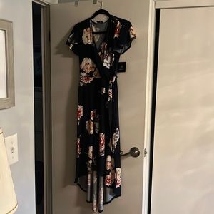 Floral flowing soft cotton navy dress